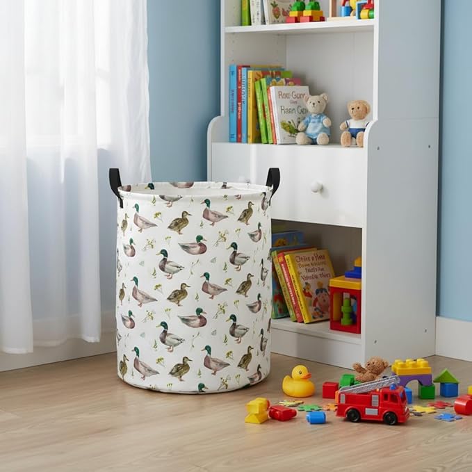 Baby Laundry Hamper kids laundry Basket Waterproof Laundry Bag for Bedroom Toy Clothes Organizer Room Décor(Duck)