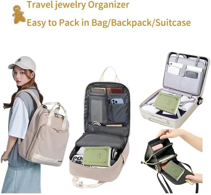 Book Jewelry Organizer Box with Magnetic Closure, PU Leather Double-Sided Jewelry Storage for Rings Necklaces Earring, Travle Jewelry Case Gift for Mom