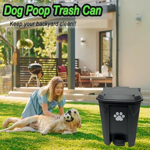 Dog Poop Trash Can Outside 20L with Waste Bags Outdoor Dog Poop Trash Can for Backyard with Lid Foot Pedal and Removable Inner Bucket