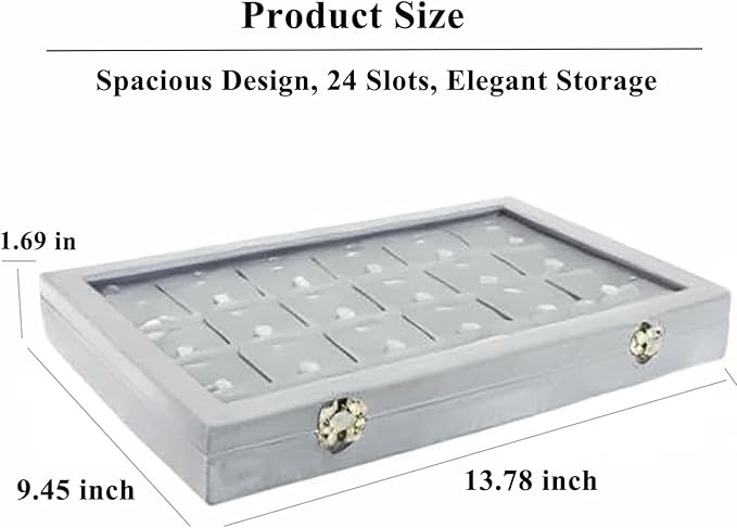 Jewelry Box Necklace Organizer Tray (Grey) Necklace Display Case for Storage Jewelry Display Stand 24 Slot Pendant Holder for Women