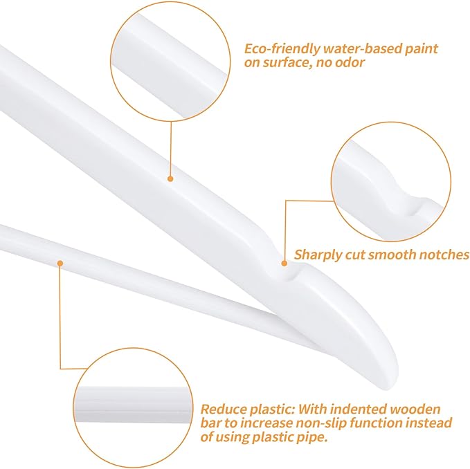 Amazon Basics Durable Wooden Suit Clothes Hangers, White, 20-Pack