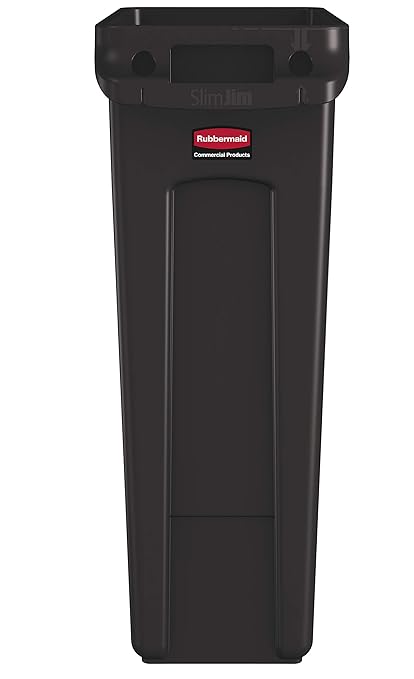 Rubbermaid Commercial Products Slim Jim Trash/Garbage Can with Venting Channels, 23-Gallon, Brown, for Kitchen/Office/Workspace, Pack of 4
