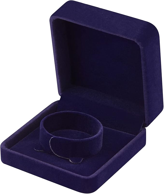 LETURE 4 Pieces Classic Velvet Bracelet Bangle Pendant Necklace Gift Box, Travel Jewelry Box Display Storage Case for Gift, Wedding, Engagement, Proposal, Birthday (4PCS Bracelet-BLUE)