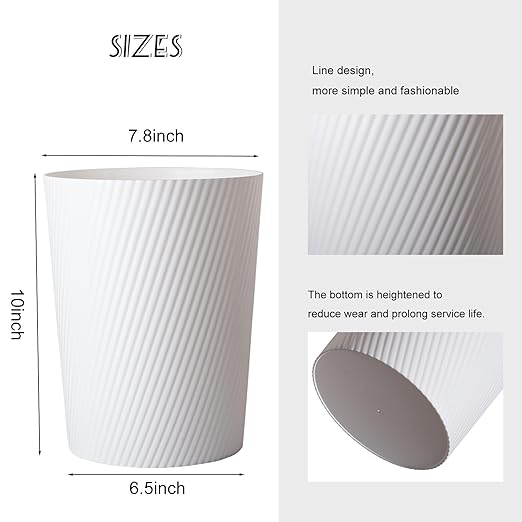 UUJOLY Small Trash Can Wastebasket Garbage Can Container Bins for Bathrooms, Laundry Room, Kitchens, Offices, Kids Rooms, Dorms (White, 3 Pack)