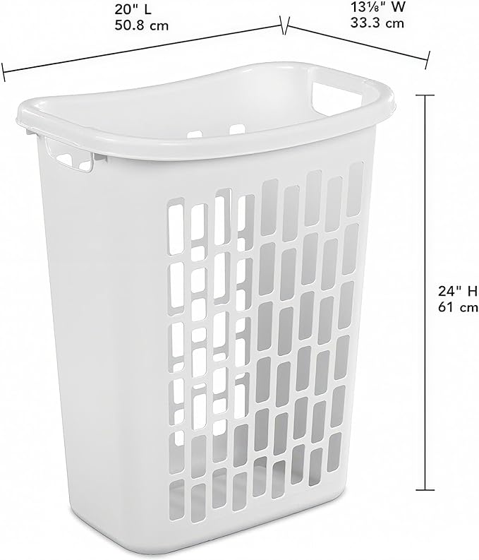 1.8 Bushels Capacity (63.4L) 3-Pack Tall & Slim Open Heavy-Duty Plastic Laundry Hamper with Reinforced Handles for Easy Clothes Transport, Ideal for Closets, Dorm, Laundry Room & Bathroom, White