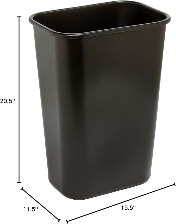 Wastebasket, 10.25 Gallons, 20 1/2in.H x 15 1/2in.W x 11 1/2in.D, Black, WB0196