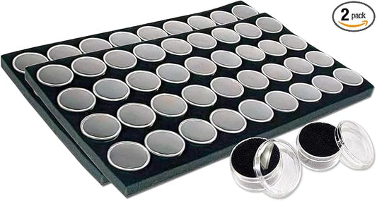 TheDisplayGuys For Your Modern Living 2-Pack 36-Jars Velvet Foam Padding Jewelry Container Inserts - Tray/Case Liners - Medium Gem, Beads, Collectibles Storage Box (Black) by The Display Guys