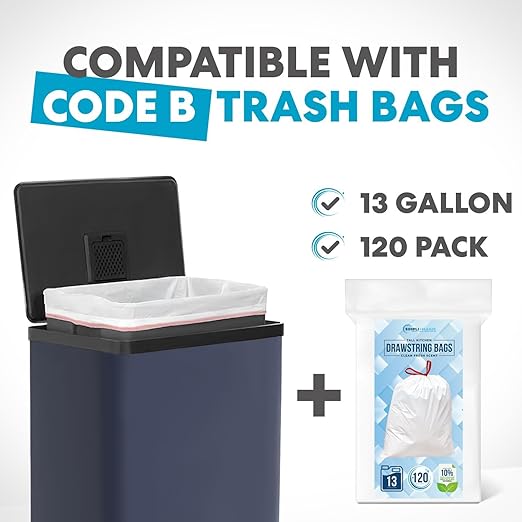 SIMPLI-Magic 50L / 13.2 Gallon Kitchen Trash Can - Soft-Close Lid, Hands-Free Step Pedal, Stainless Steel Garbage Can with Odor Filter, Smudge-Resistant Finish