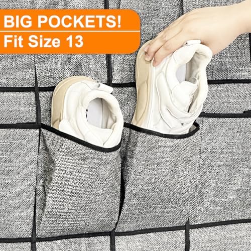 homyfort Over the Door Shoe Organizer, Hanging Shoe Rack Storage Holder with 24 Large Pockets for Closet Door, Men Women Kids Shoes, Cruise (Black) - Image 2