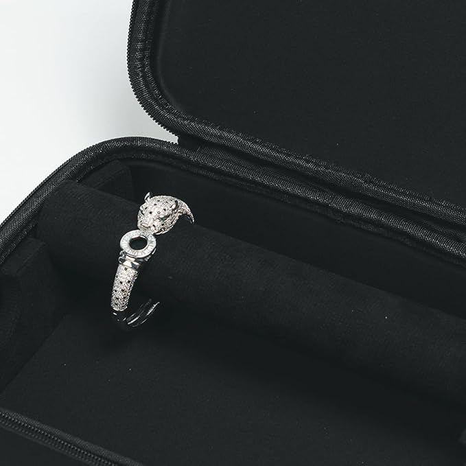 Portable Travel Jewelry Box Bracelet Display Holder with 2Rods for Watch Bangle Jewelry Organizer Storage Bag Women Men Black