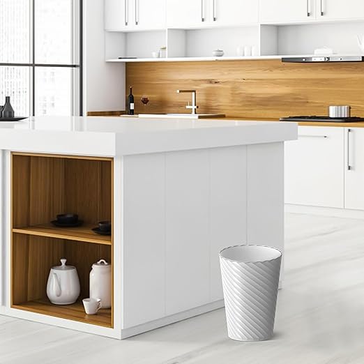 Lysam Bathroom Trash Can, 3 Pack 1.8 Gallons Small Trash Can with Trash Bags, Bathroom Garbage Can, Plastic Trash Bin, Round Waste Basket for Bedroom, Office, Room (White Black Grey)