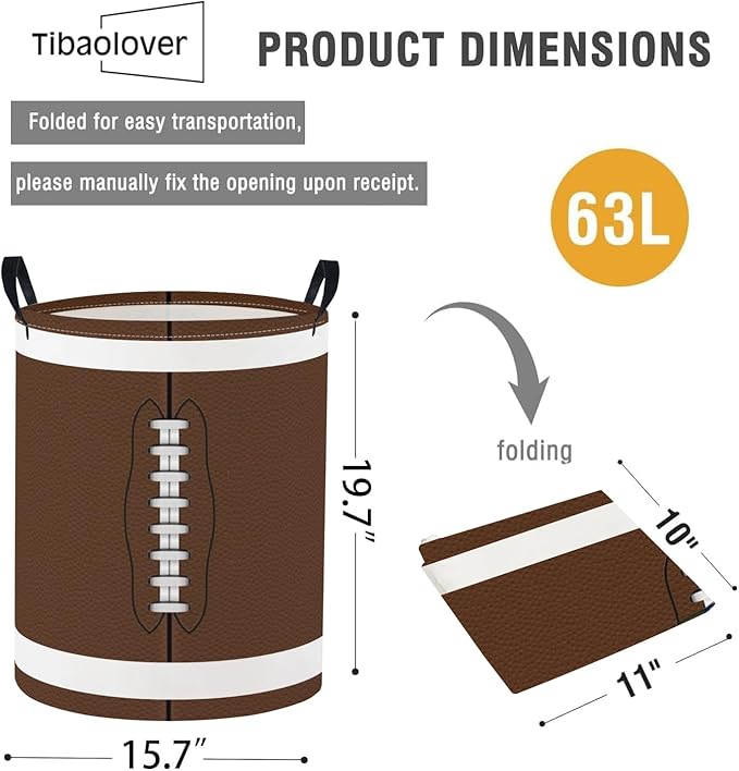 Baby Laundry Basket Baby Nursery Hamper Kids Laundry Basket Toy Storage Bin for Boys Room Decor Gift Baskets for Bedroom Bathroom(Football)