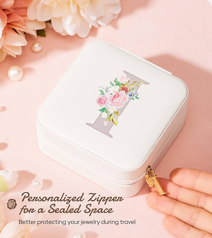 Enthralite Travel Jewelry Box for Girls: Traveling Jewelry Case Gift for Women - Mini Organizer for Necklaces Earrings White I
