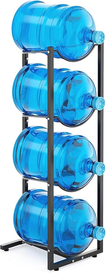 MYLOLF 5 Gallon Water Jug Holder : 4 Tier Water Jug Stand Holder for 5 Gallon Water Dispenser- 5 Gal Water Bottle Storage Rack Organizer for Home Kitchen Garage (4 Tier)
