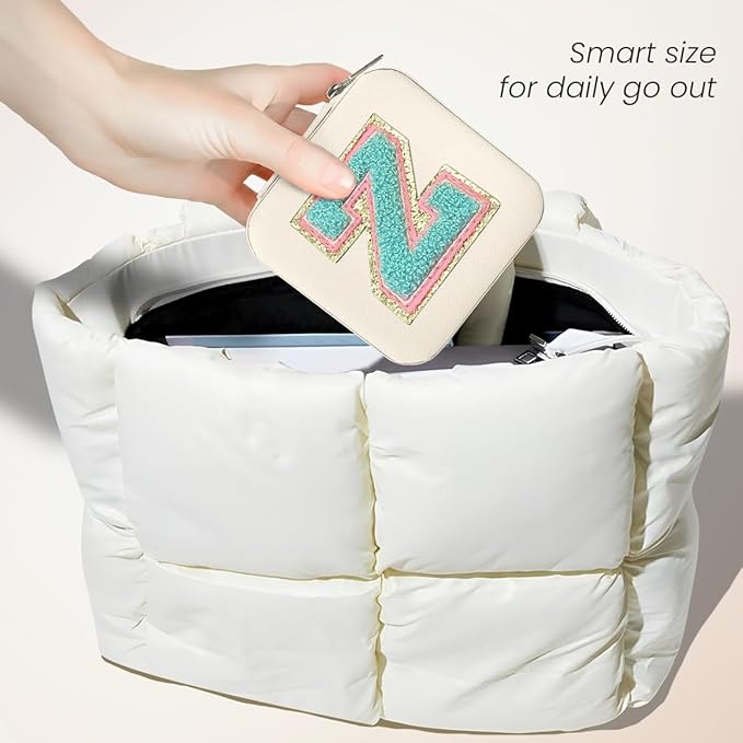 SANDJEST Personalized Jewelry Box, White Travel Jewelry Box with Initial Z, Small Monogrammed Jewelry Case Organizer for Girls Women Teen Kids, Mini Travel Essentials Gifts for Birthday Christmas