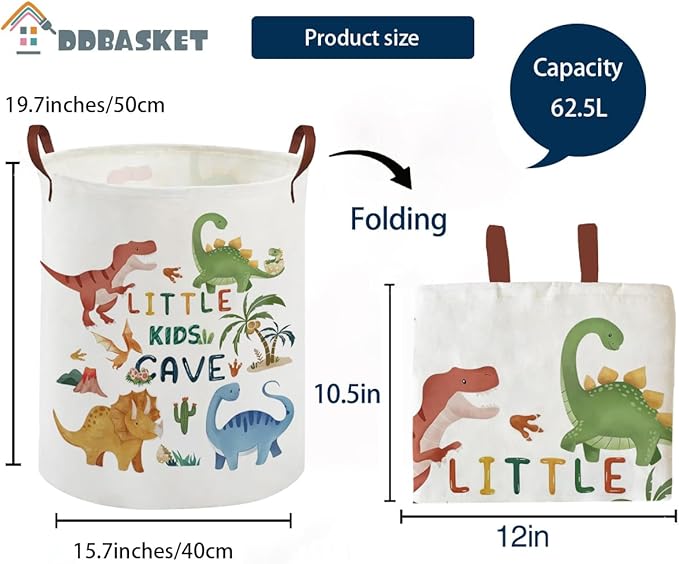 Kids Laundry Basket Animal Hamper for Nursery Dinosaur Hamper Cute Kids Storage Bin Organizer Room Decor for Home(Dinosaur)