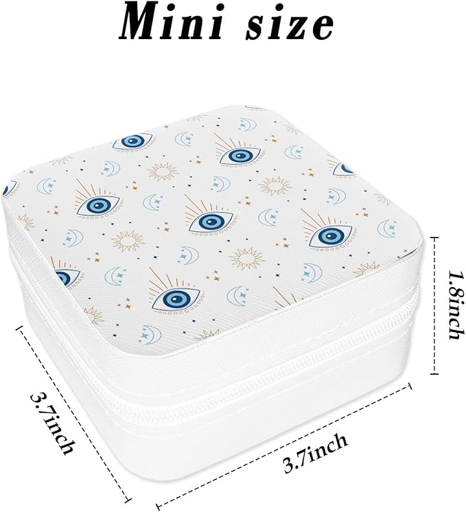 Jewelry Box for Girls Portable Travel Jewelry Organizer Case Jewellery Organizer for Women Jewellery Box for Earring Ring Pendant Necklace Bracelets Christmas Birthday Wedding Gift Evil Eye