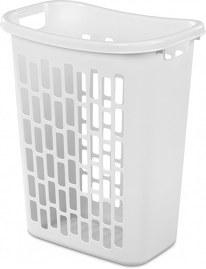 1.8 Bushels Capacity (63.4L) 3-Pack Tall & Slim Open Heavy-Duty Plastic Laundry Hamper with Reinforced Handles for Easy Clothes Transport, Ideal for Closets, Dorm, Laundry Room & Bathroom, White
