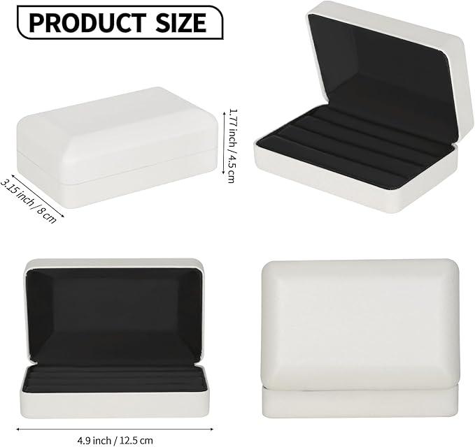 KUKUVR Velet Ring Storage Box for Multiple Rings, Travel Jewelry Ring Stud Earrings Holder Case, 3 Slot Portable Ring Display Organizer Case (White)