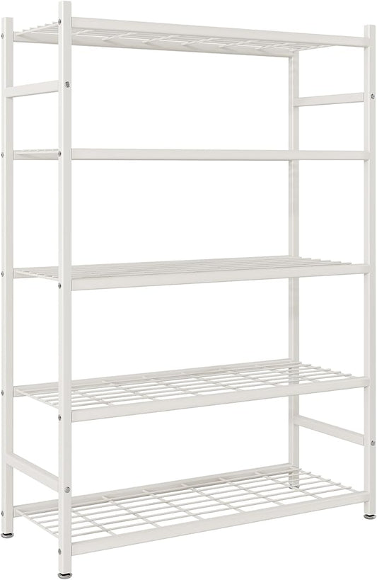Storage Shelves, 5-Tier Metal Shelving Unit with Adjustable Feet, Shelf Organizer for Garage, Kitchen, Pantry and Closet Organization, 36.4" x 11.8" x 68.3", Cream White
