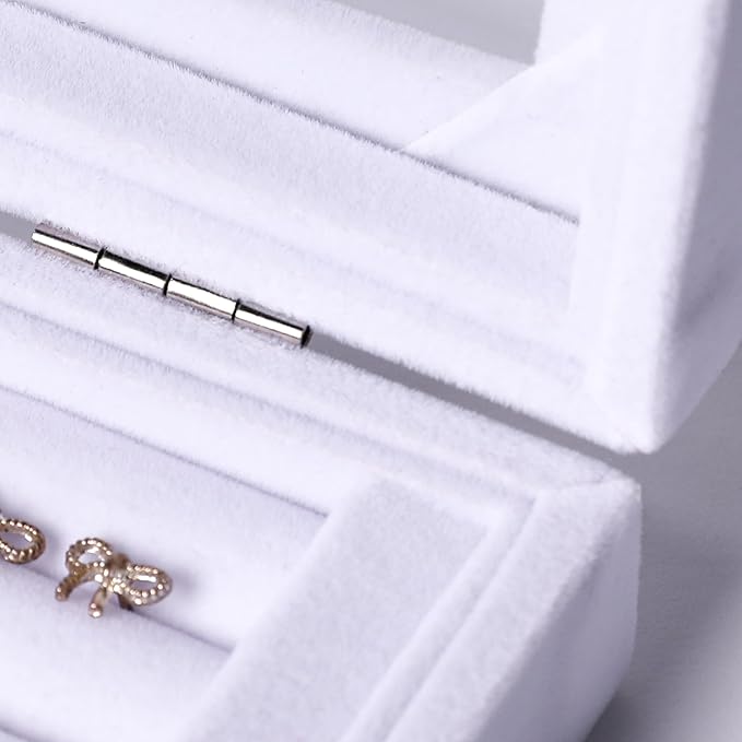 Frebeauty Rings/Earring Organizer Tray with Clear Lid,7 Slots Ring Box Velvet Ring Holder Drawer Insert Jewelry Storage Box Jewelry Display Case Jewelry Box Gift for Women and Girls(7 Slots,White)
