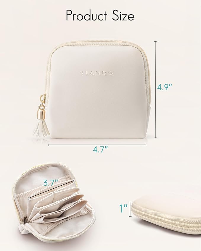 VLANDO Mini Jewelry Travel Case, Mothers Day Gifts for Mom, Jewelry Pouch Bags with Zipper, Velvet Jewelry Organizer Storage Bag for Bracelet Rings Earring Travel Essentials-White