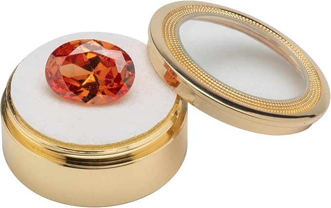 Small Loose Diamond or Gemstone Display Box Case Holder Show Container Metal (Gold- 1.5x0.6)