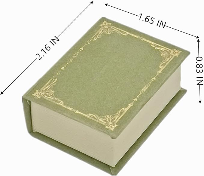 Book Shaped Ring Box - Vintage Engagement Ring Box with Hinged Lid for Proposal Engagement Wedding, Proposal Ring Case-PRB012-Green