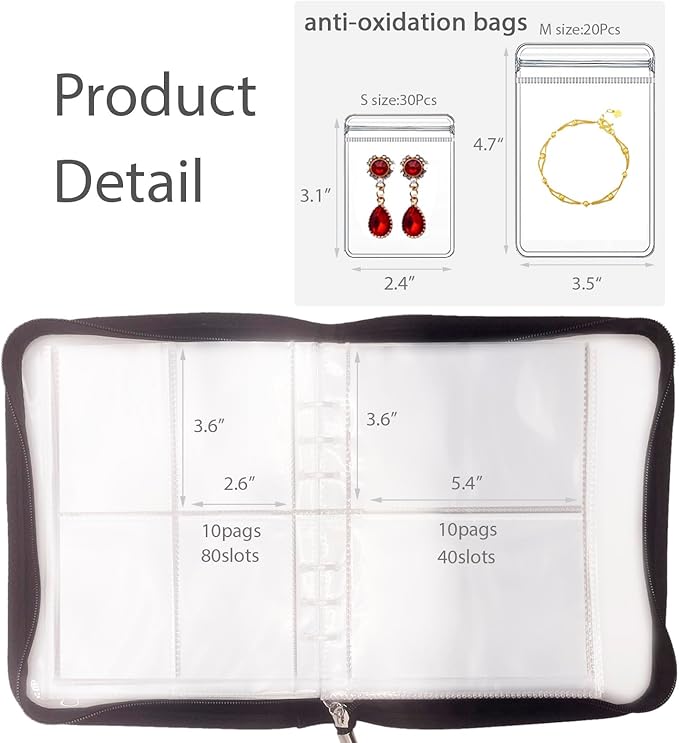 HSLFUAI Transparent Jewelry Storage Book Travel Jewelry Organizer Transparent Jewelry Book Organizer for Necklace Bracelet Ring Holder Jewelry Organizer Book with Small Clear Pouch - Purple
