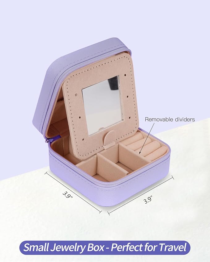 Uygafly Monogrammed Gifts - Jewelry Case & Organizer, Trendy Fashion Cute Storage, Travel Essentials, Birthday Gifts | Lavender