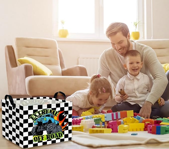 Rectangle Kids Baskets Car Basket Cute Storage Bin Organizer Boys Box for Room Decor Gift Basket(Racing car)