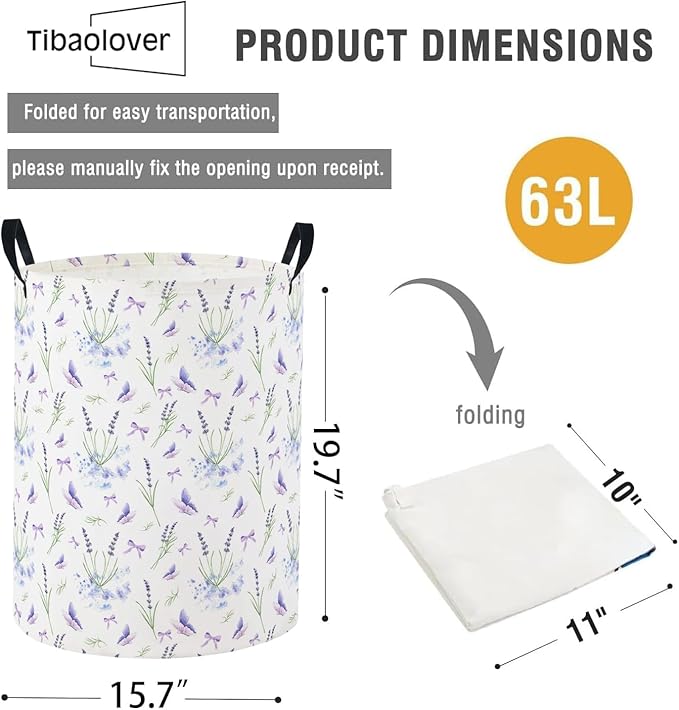 Baby Laundry Basket Baby Nursery Hamper Kids Laundry Basket Toy Storage Bin for Boys Room Decor Gift Baskets for Bedroom Bathroom(Lavender)
