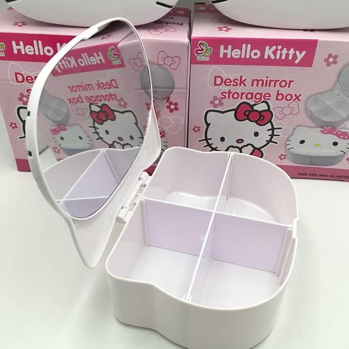 FUAN Kitty jewelry Box Cute Jewelry Anime Kitty Portable Travel Jewelry Case Cartoon Kawaii Jewelry Box For Women Jewelry Charms Kids Jewelry Box Anime Cat Jewelry Case With Mirror