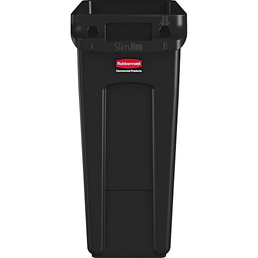 Rubbermaid Commercial Products Slim Jim Trash/Garbage Can with Venting Channels 16-Gallon Black for Kitchen/Office/Workspace Pack of 4