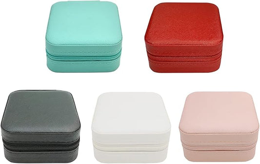 TRODANCE Mini Jewelry Case, Small Travel Jewelry Organizer, Portable Jewelry Box Mini Storage Organizer Display Box For Rings Earrings Necklaces (5Color-5pcs)