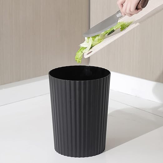 JiatuA Small Trash Can Plastic Wastebasket Round Garbage Container Bin for Bathroom, Kitchen, Bedroom, Home Office, College Dorm, Black 4 Pack