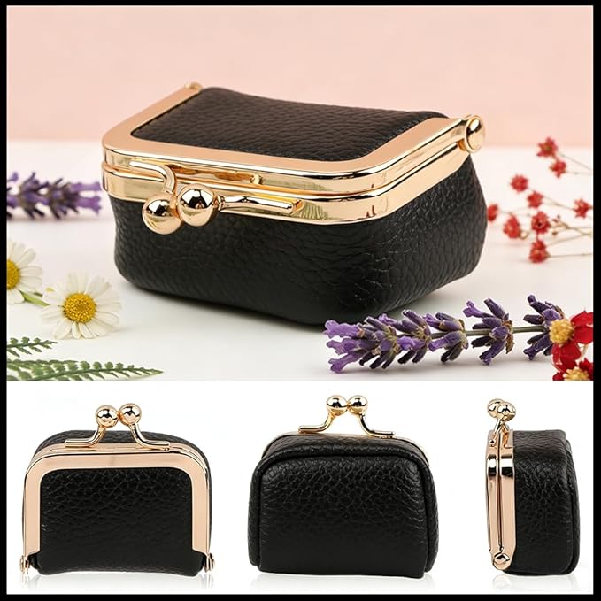 PU Leather Mini Jewelry Box, Vintage Portable Mini Jewelry Organizer with Kiss Lock, Compact Travel Case for Rings, Earrings, Necklaces - Ideal Gift for Women