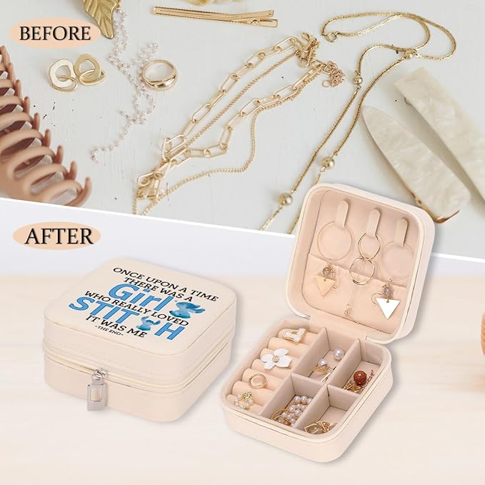 LONGXIN Cartoon Lover Gift, Cute Cartoon Themed Jewelry Case, Small Jewelry Box Organizer
