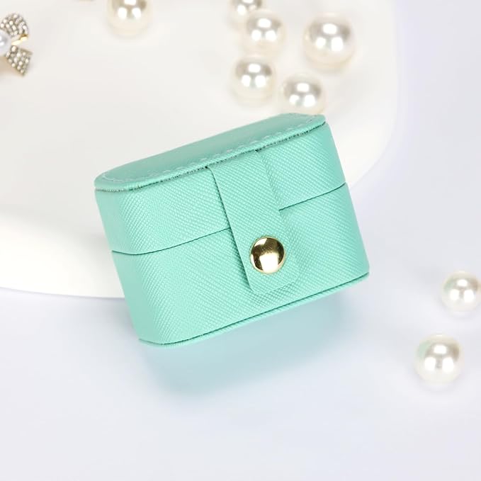 KUKUVR Small Travel Jewelry Box For Ring Stud Earring, Mini Jewelry Ring Holder for Multiple Rings, Portable Jewelry Storage Organizer Case (Blue)