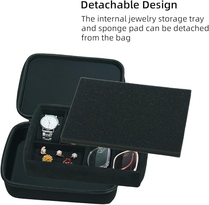 Eyeglasses Watches Jewelry Display Versatile Portable 5Slot Travel Jewelry Box Sunglasses Organizer Rings Zippered Holder Bag