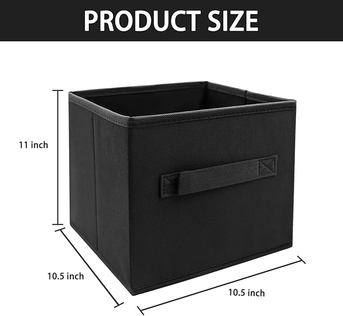EBIGIC Storage Cubes Collapsible fabric Storage bins,cube storage organizer 10.5 * 10.5 * 11 inch,For home and office Collapsible Closet Shelf Organizers, Drawer Organizers(Black)