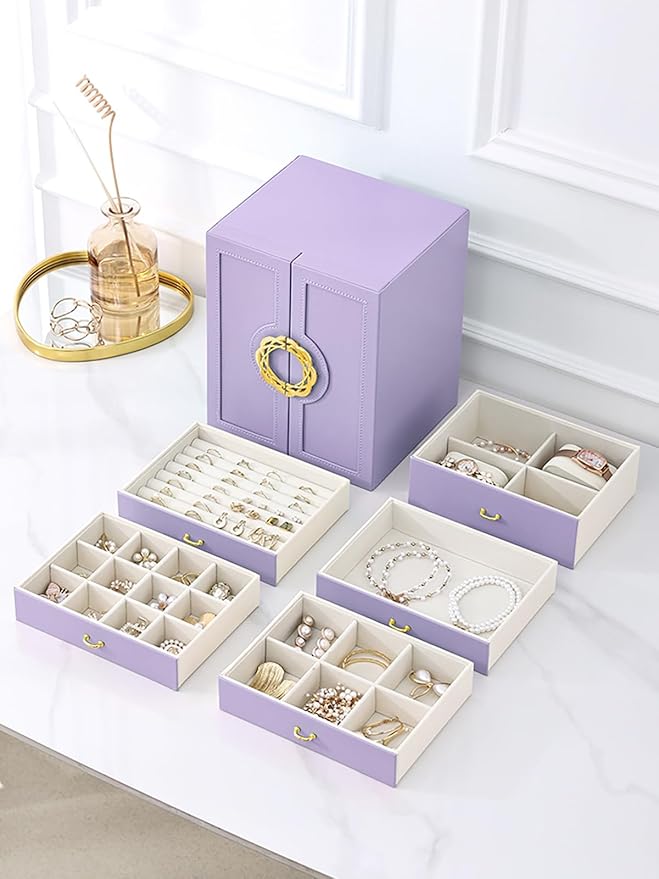 Cute Jewelry Box for Women teen Girls Jewelry Organizer Large Jewelry Organizers and Storage Faux Leather Jewelry Storage Jewlery Box Jewellery Box Joyeros Organizador De Mujer