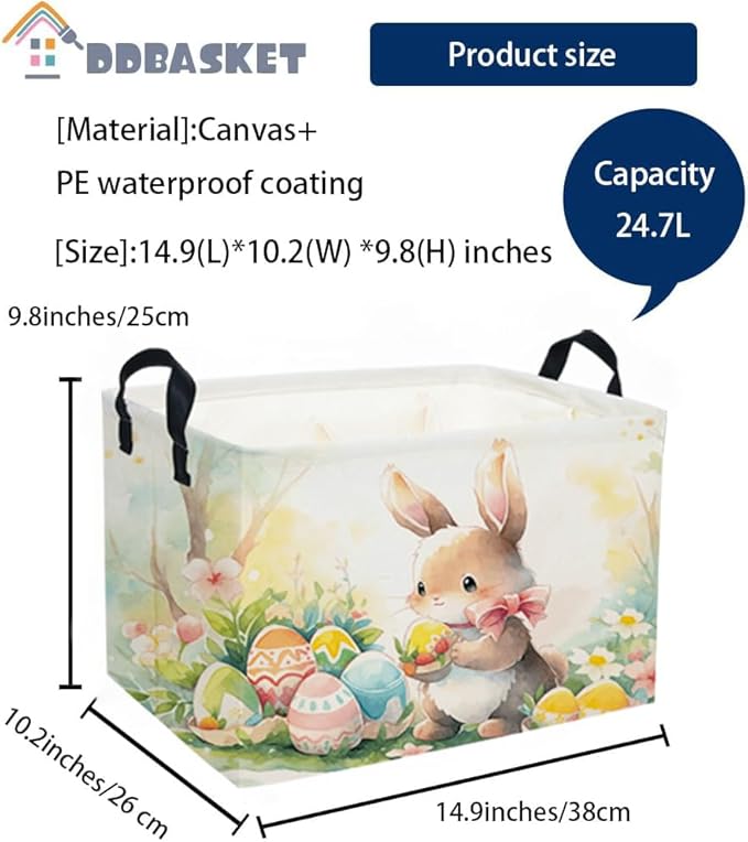 Easter Basket for Kids Gift - Rectangular Toy Storage Basket Organizer Bin Box Room Decor for Home(Color Easter)