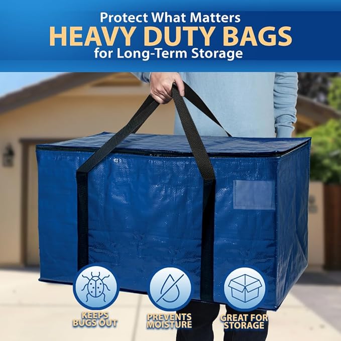 ClearSpace Heavy Duty Moving Bags - Water Resistant Storage Bags or Storage Bins with Lids and Moving Supplies - Large Moving Boxes for College Dorm, Travel, Closet Organization - 2 Pack