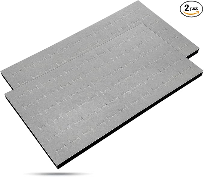 TheDisplayGuys For Your Modern Living 2-Pack 72-Ring Holders Velvet Foam Padding Jewelry Inserts - Tray/Case Liners - Retail Display, Storage (Gray) by The Display Guys