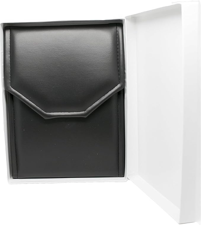 Novel Box Necklace Display Pearl Folder 8x6 inch Large Travel Jewelry Case - Wedding Jewelry Storage Holder with Smooth Finish - Jewelry Organizer Necklace Box - Black/White Stitched