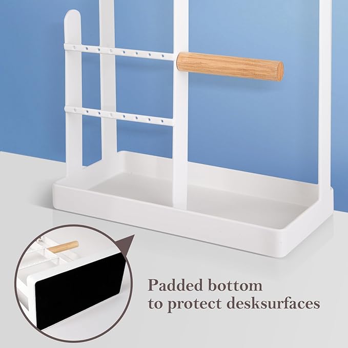 ProCase Cute Jewelry Stand, Aesthetic Jewelry Organizer for Dresser Vanity, Jewelry Holder Display for Necklaces Earrings, Gifts for Teen Girls Women, Bedroom Dorm Decor -Medium, White