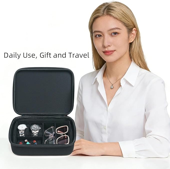 Eyeglasses Watches Jewelry Display Versatile Portable 5Slot Travel Jewelry Box Sunglasses Organizer Rings Zippered Holder Bag