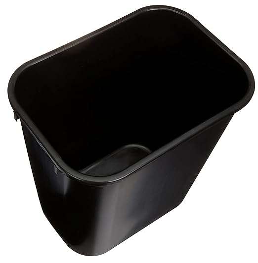 Amazon Basics Rectangular Plastic Office Wastebasket, 7 Gallon, Easy to Clean, Black, Pack of 2