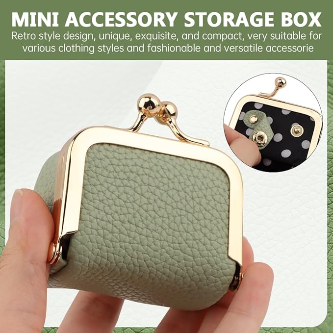 PU Leather Mini Jewelry Box, Vintage Portable Mini Jewelry Organizer with Kiss Lock, Compact Travel Case for Rings, Earrings, Necklaces - Ideal Gift for Women